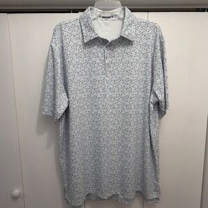 GenTeal Men's Sz XL Short Sleeve Golf Polo Shirt White/Blue Baseball Print